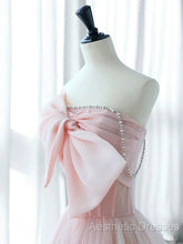 Sexy A-Line Pink Tulle Long Evening Prom Dresses